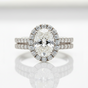 1.5 Ct Oval Cut Diamond Option Halo Engagement Ring Set-Black Diamonds New York