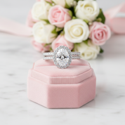 1.5 Ct Oval Cut Diamond Option Halo Engagement Ring Set-Black Diamonds New York