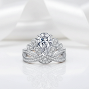 1.5 Ct Pear Diamond Option Crown Style Engagement Ring-Black Diamonds New York