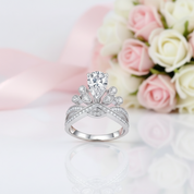 1.5 Ct Pear Diamond Option Crown Style Engagement Ring-Black Diamonds New York
