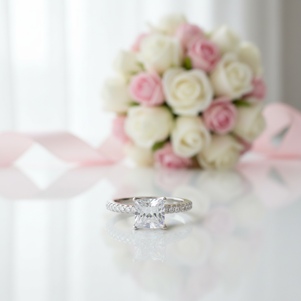 1.5 Ct Princess Cut Diamond Engagement Ring-Black Diamonds New York