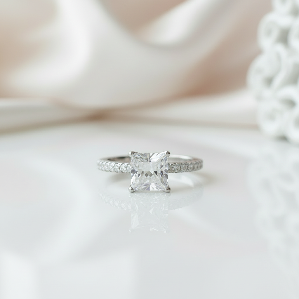 1.5 Ct Princess Cut Diamond Engagement Ring-Black Diamonds New York