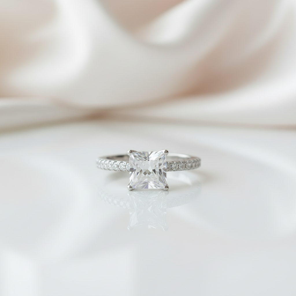 1.5 Ct Princess Cut Diamond Option Engagement Ring-Black Diamonds New York