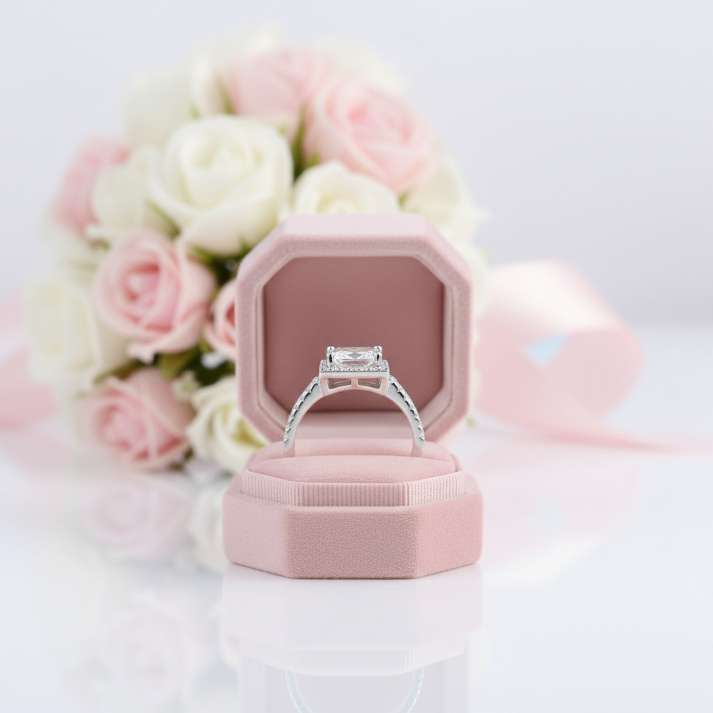 1.5 Ct Princess Cut Diamond Option Halo Engagement Ring-Black Diamonds New York