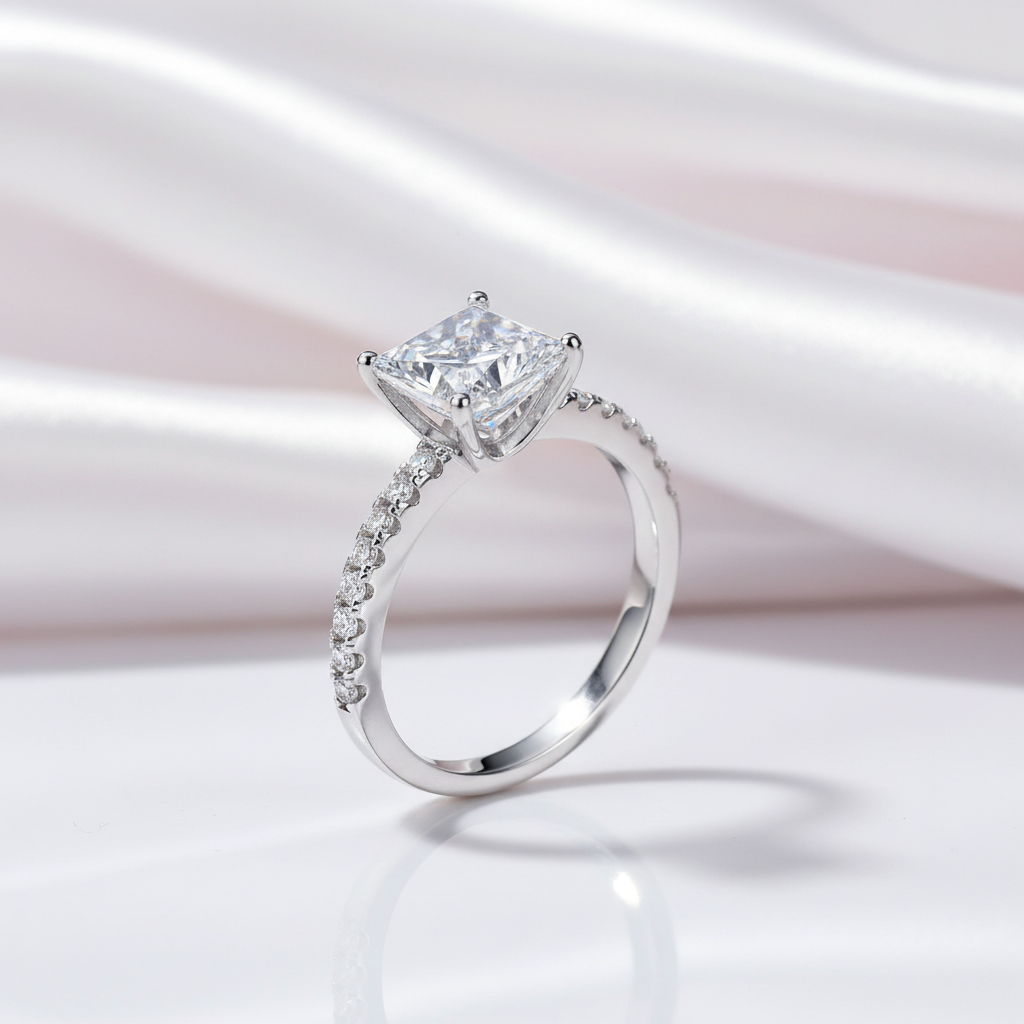 1.5 Ct Princess Cut Diamond Engagement Ring-Black Diamonds New York