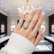 1.5 Ct Princess Cut Diamond Option Halo Engagement Ring-Black Diamonds New York
