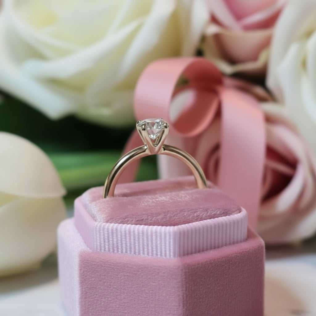 1.5 Ct Round Solitaire CVD Diamond Engagement Ring Set in 14k Yellow Gold-Black Diamonds New York