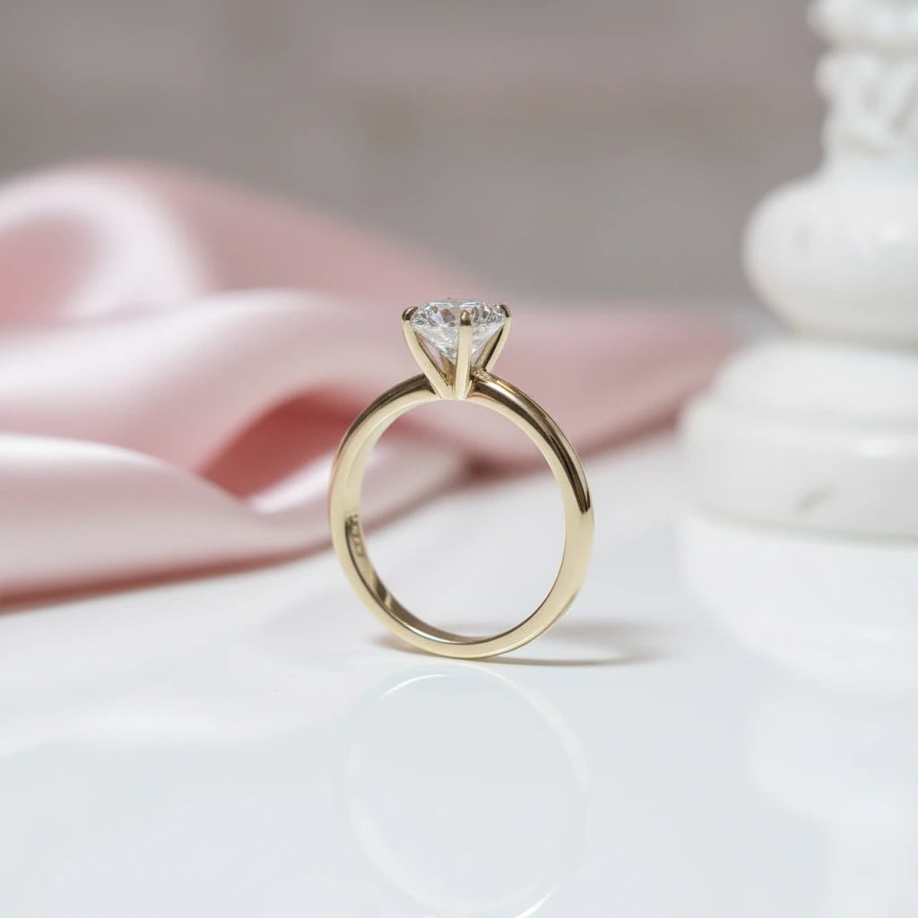 1.5 Ct Round Solitaire CVD Diamond Option Engagement Ring Set in 14k Yellow Gold-Black Diamonds New York