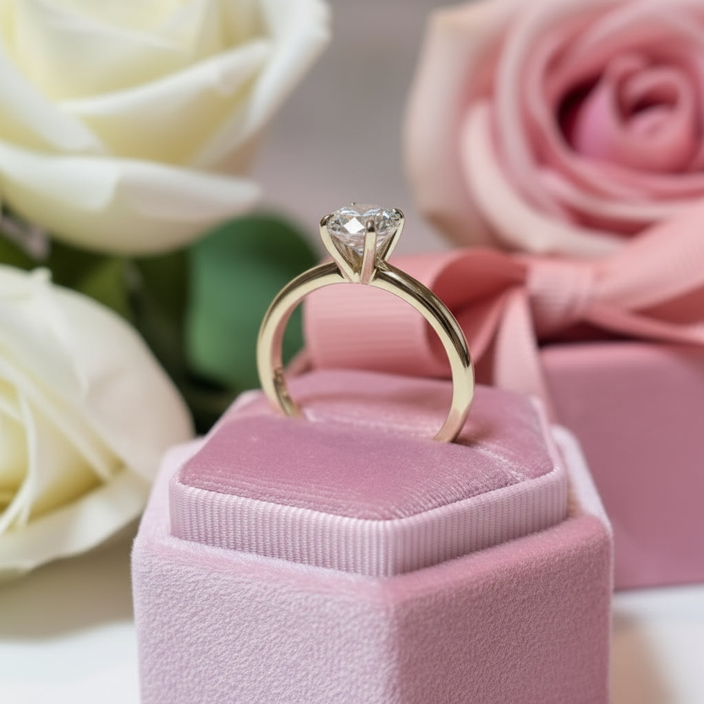 1.5 Ct Round Solitaire CVD Diamond Engagement Ring Set in 14k Yellow Gold-Black Diamonds New York