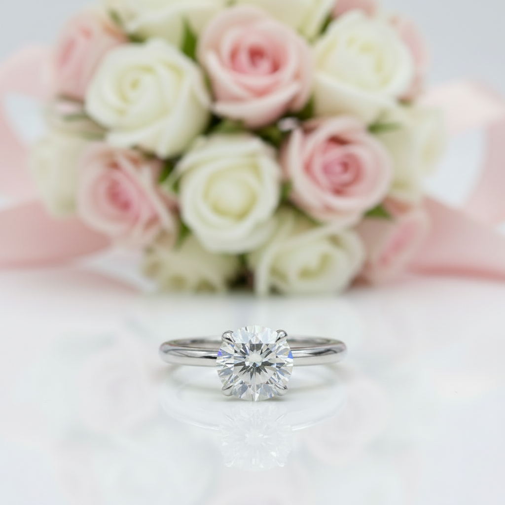 1.5 Ct Round Solitaire CVD Diamond Option Engagement Ring Set in 14k Yellow Gold-Black Diamonds New York