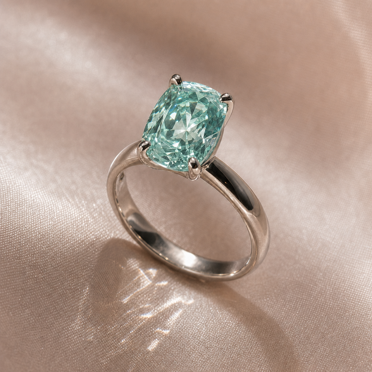 Rare Blue Green Cushion Cut Diamond Option Ring-Black Diamonds New York