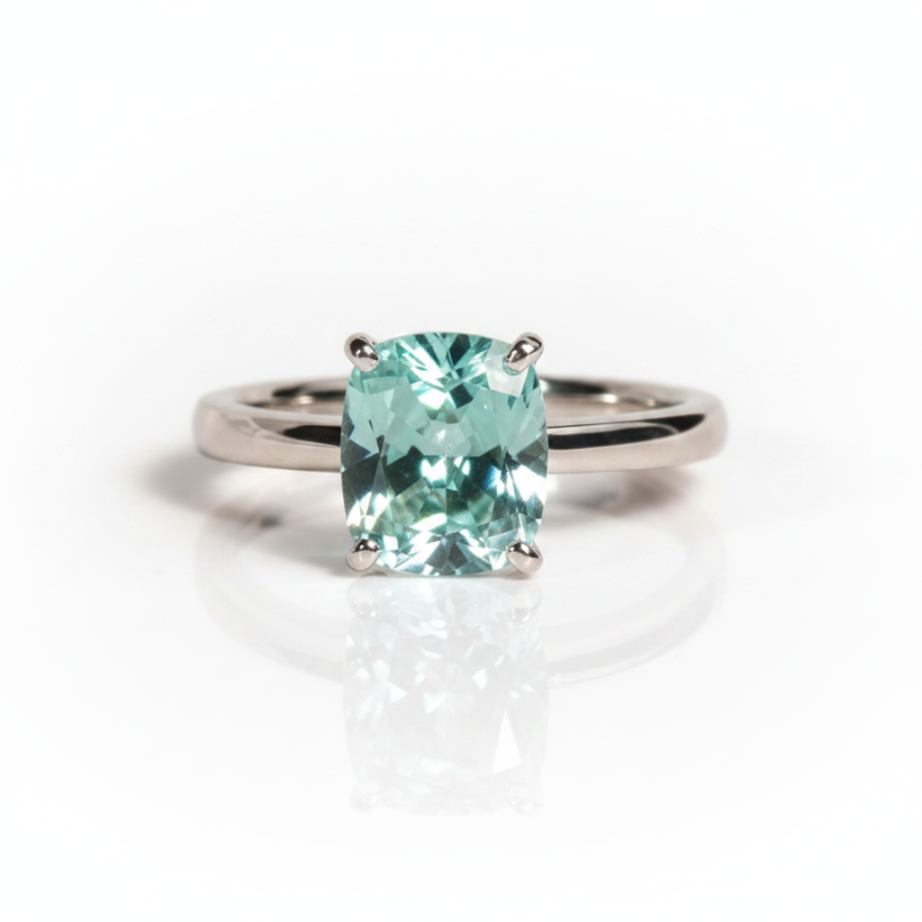 Rare Blue Green Cushion Cut Diamond Option Ring-Black Diamonds New York