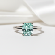 Rare Blue Green Cushion Cut Diamond Option Ring-Black Diamonds New York