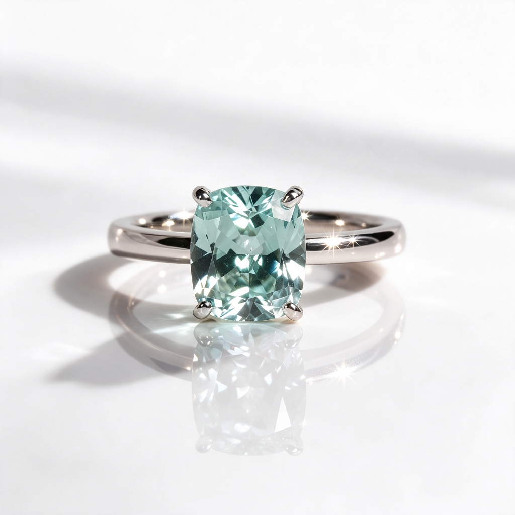 Rare Blue Green Cushion Cut Diamond Option Ring-Black Diamonds New York