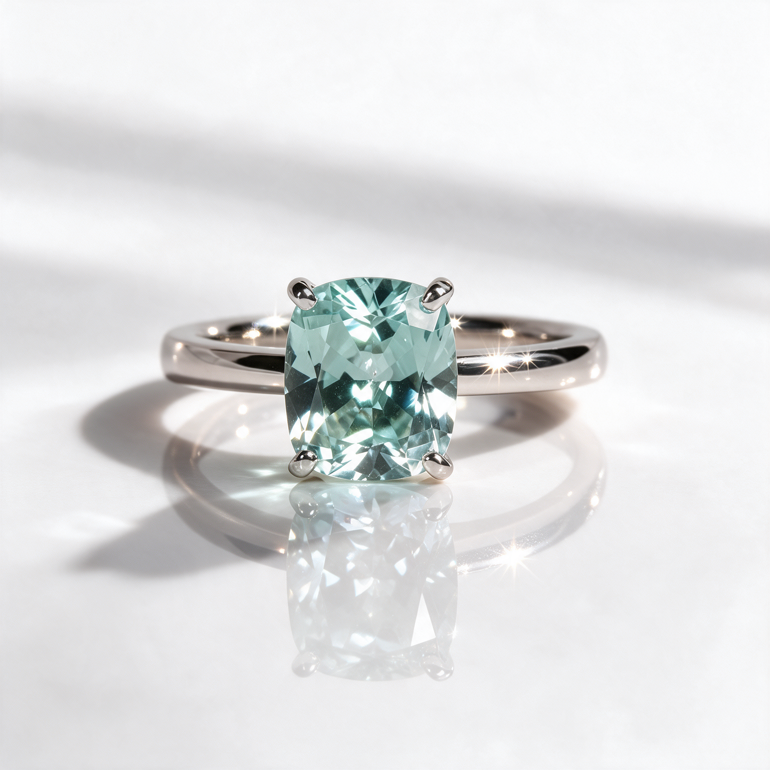 Rare Blue Green Cushion Cut Diamond Option Ring-Black Diamonds New York