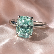 Rare Blue Green Cushion Cut Diamond Option Ring-Black Diamonds New York
