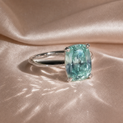 Rare Blue Green Cushion Cut Diamond Option Ring-Black Diamonds New York