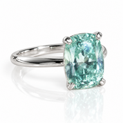 Rare Blue Green Cushion Cut Diamond Option Ring