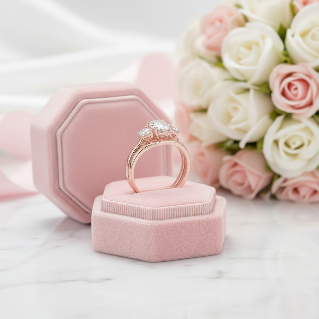 1.50 ct Diamond Option 14k Rose Gold Ring Set-Black Diamonds New York