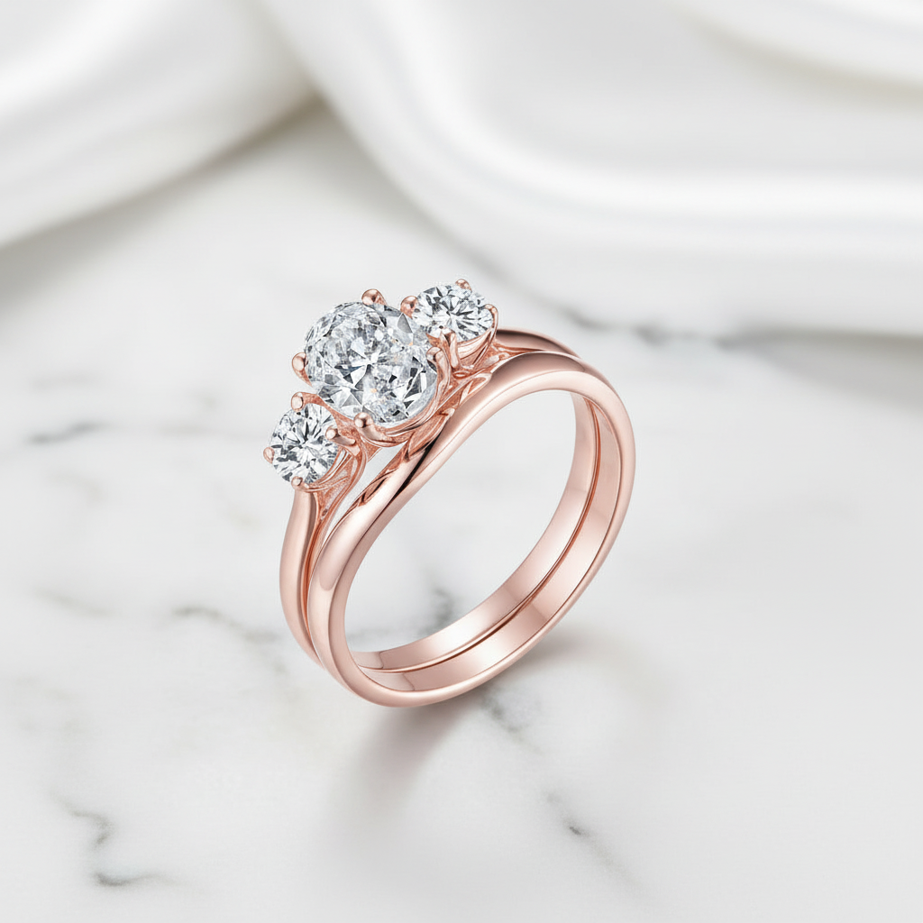 1.50 ct Diamond Option 14k Rose Gold Ring Set-Black Diamonds New York