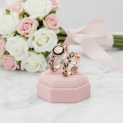 1.50ct Diamond Option Rose Gold Flower Ring Set-Black Diamonds New York