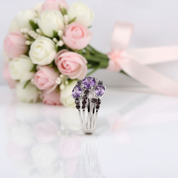 1.54Ct Amethyst Three Birthstone Ring-Black Diamonds New York