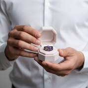 1.54Ct Amethyst Three Birthstone Ring-Black Diamonds New York