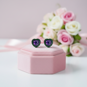 1.56Ct Amethyst Heart Small Stud Earrings-Black Diamonds New York