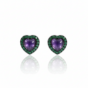 1.56Ct Amethyst Heart Small Stud Earrings-Black Diamonds New York