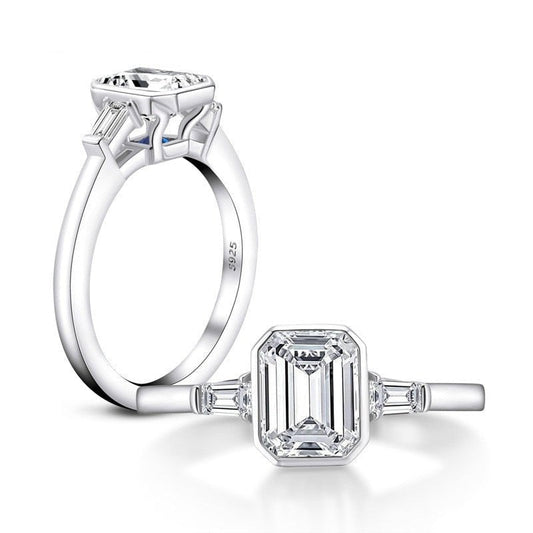 Flash Sale- 1.5ct Emerald Cut Created Diamond Engagement Ring-Black Diamonds New York