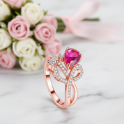 1.5ct Flower Crystal Topaz Gemstone Ring-Black Diamonds New York