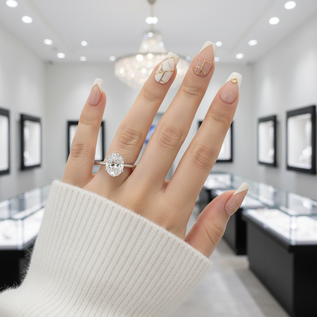 1.5ct Oval Cut Diamond Option Engagement Ring-Black Diamonds New York