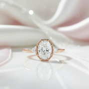 1.5 Ct Oval Cut Diamond 14k Rose Gold Engagement Ring-Black Diamonds New York