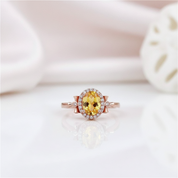 1.5ct Oval Citrine Birthstone Solitaire Rings-Black Diamonds New York