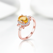 1.5ct Oval Citrine Birthstone Solitaire Rings-Black Diamonds New York