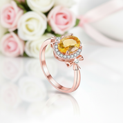1.5ct Oval Citrine Birthstone Solitaire Rings-Black Diamonds New York