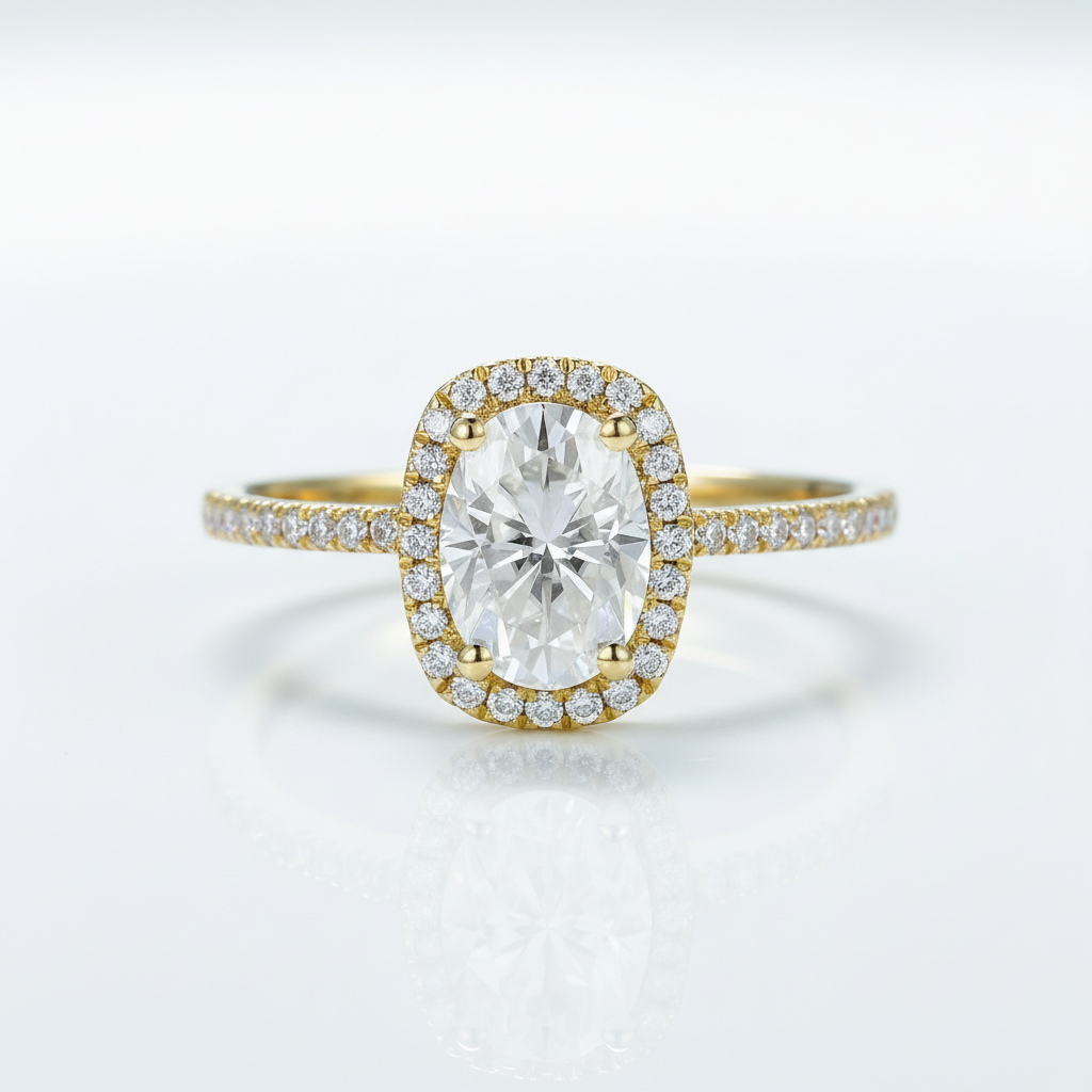 1.5CT Oval Solid 10k Yellow Gold Diamond Option Solitaire Ring-Black Diamonds New York
