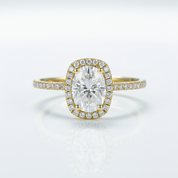 1.5CT Oval Solid 10k Yellow Gold Diamond Option Solitaire Ring-Black Diamonds New York