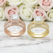 1.5ct Princess Cut Diamond Halo Engagement Ring Set-Black Diamonds New York