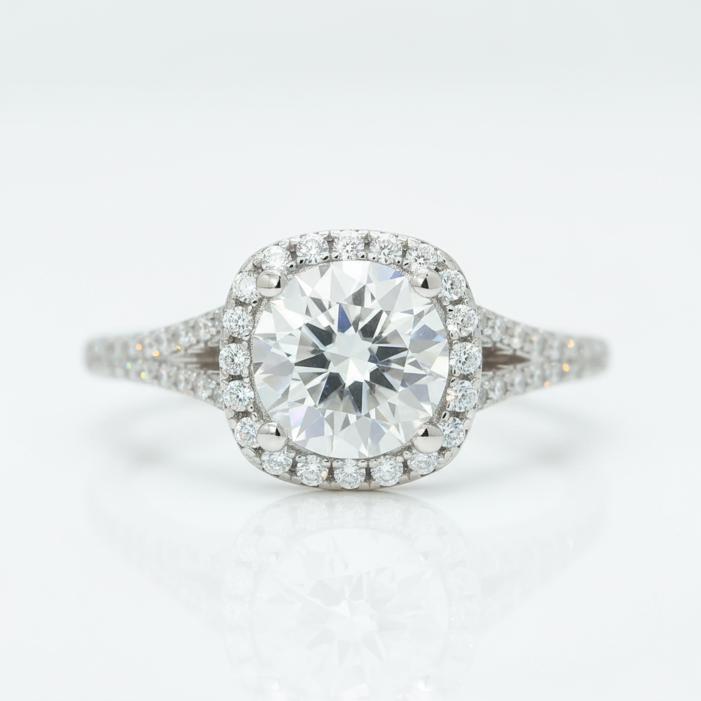 1.5 Ct Round Cut Diamond Option Engagement Ring-Black Diamonds New York