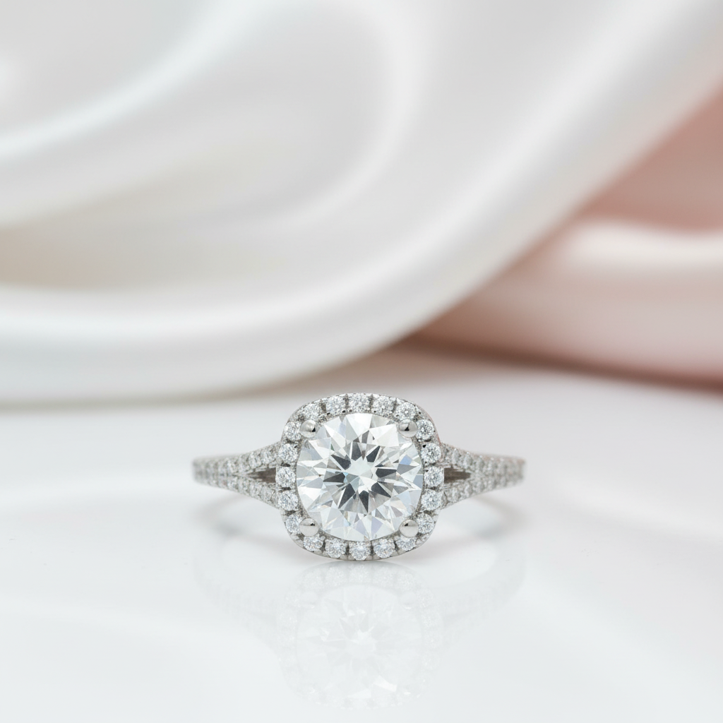 1.5 Ct Round Cut Diamond Option Engagement Ring-Black Diamonds New York