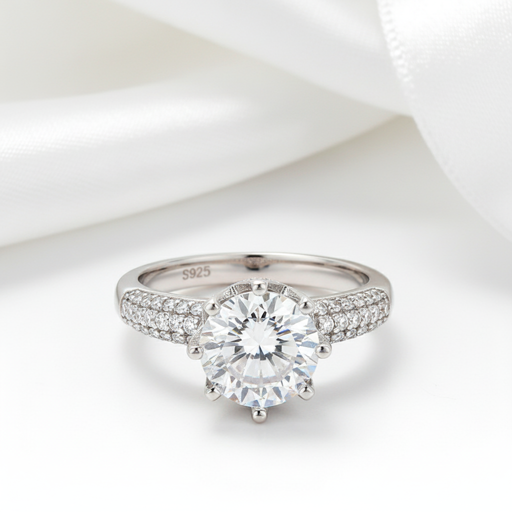 Stunning 1.5ct Round Cut Diamond Option Crown Ring-Black Diamonds New York