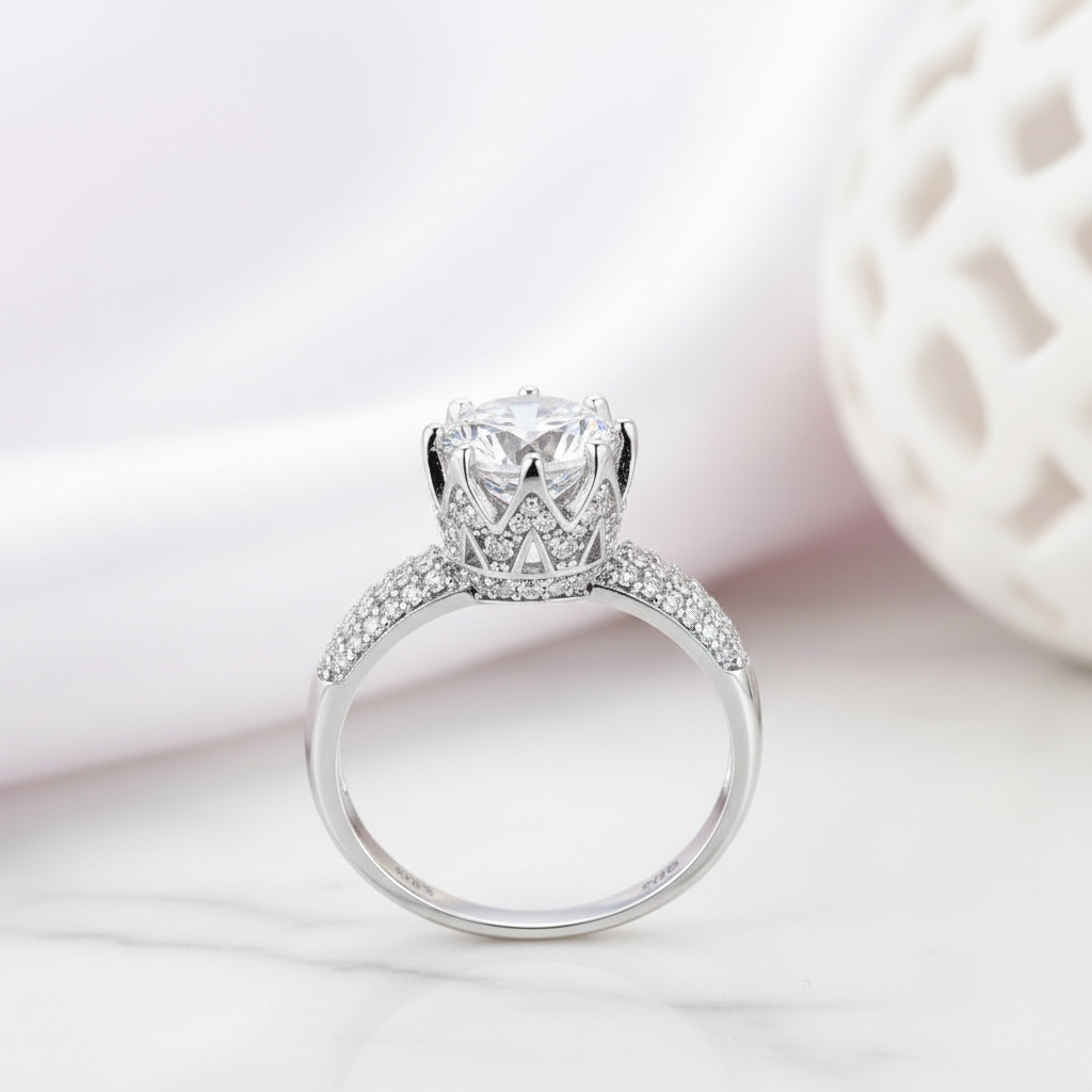 Stunning 1.5ct Round Cut Diamond Option Crown Ring-Black Diamonds New York