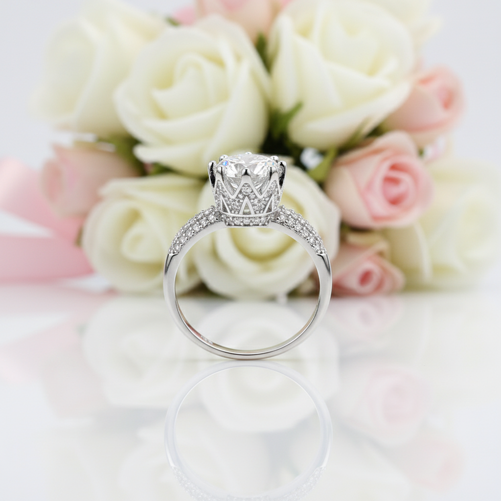 Stunning 1.5ct Round Cut Diamond Option Crown Ring-Black Diamonds New York
