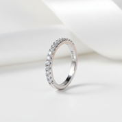 1.5mm Round Cut Diamond Option Half Eternity Wedding Band-Black Diamonds New York