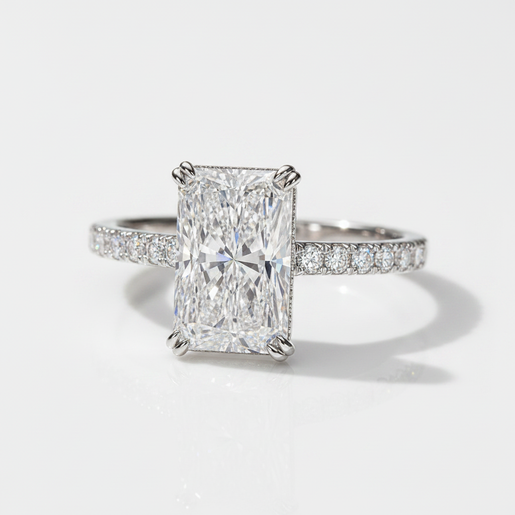 Elegant 3.0ct Radiant Cut Diamond Option Engagement Ring-Black Diamonds New York