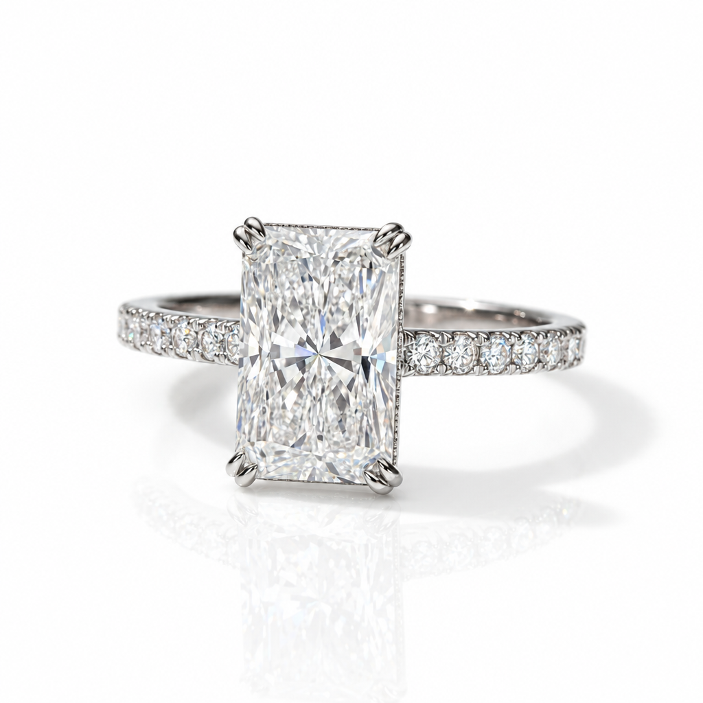 Elegant 3.0ct Radiant Cut Diamond Option Engagement Ring-Black Diamonds New York