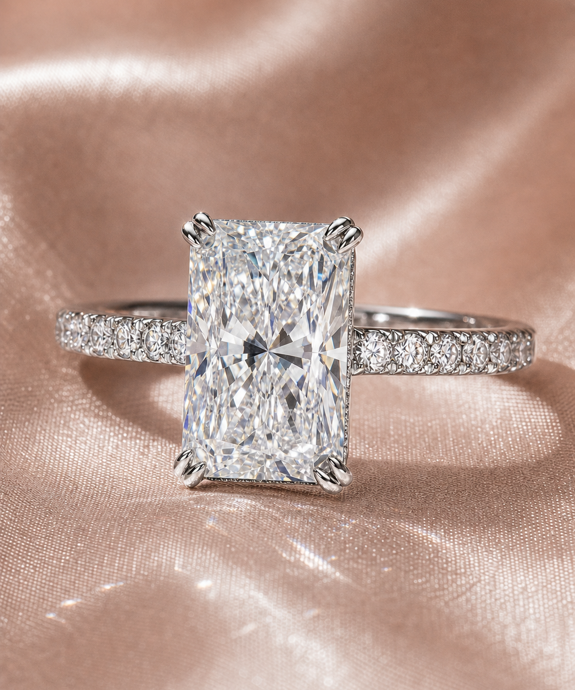 Elegant 3.0ct Radiant Cut Diamond Option Engagement Ring-Black Diamonds New York