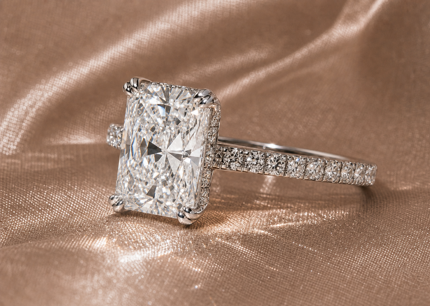 Elegant 3.0ct Radiant Cut Diamond Option Engagement Ring-Black Diamonds New York