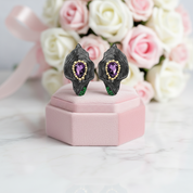 1.68ct Amethyst Calla Lily Leaf Earrings-Black Diamonds New York